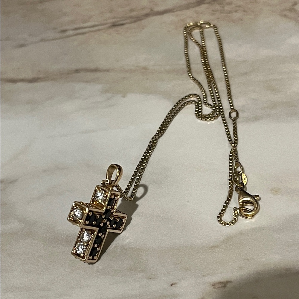 Gold Sterling Cross with Genuine Rubies and Sapphires✨